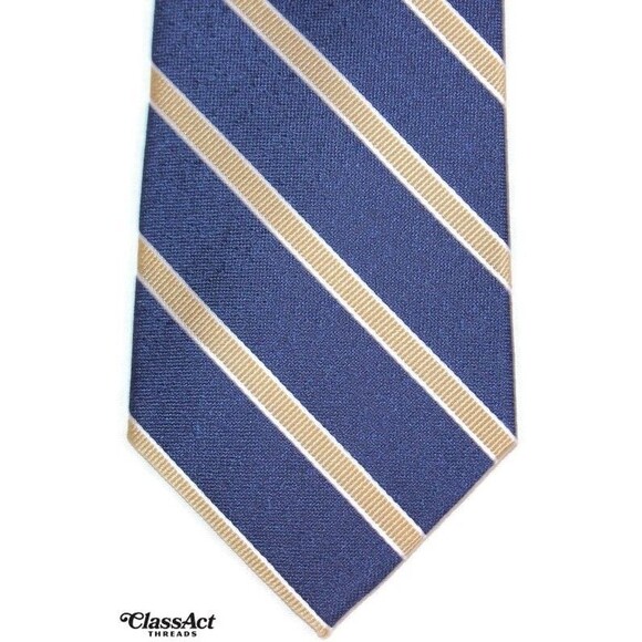 JOS. A. BANK Reserve Men's 100% Silk  Necktie STRIPED Blue 3" Wide - Picture 5 of 5